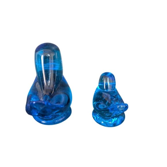 Handmade Bluebird Of Happiness Glass Figurines By Terra Studios Pair Of 1991 Si - Picture 7 of 11